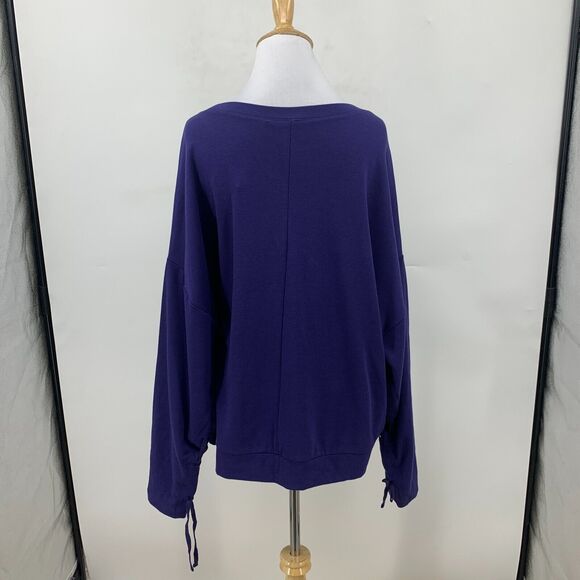 Fabletics Sadie Scrunched Sleeve Pullover L Large Soft Fleece Lined Sweater - Picture 4 of 12